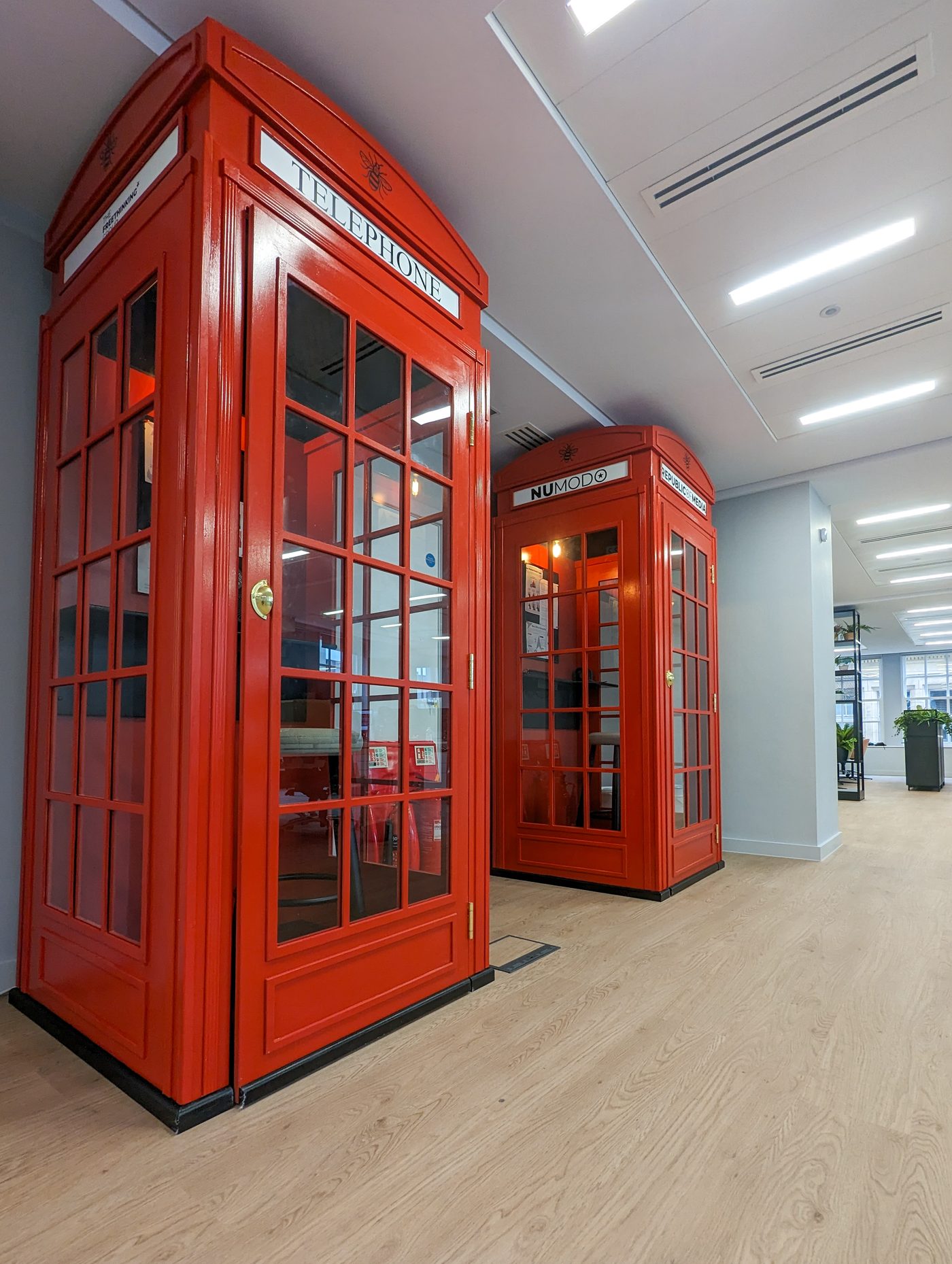 The red phone boxes in the Manchester office